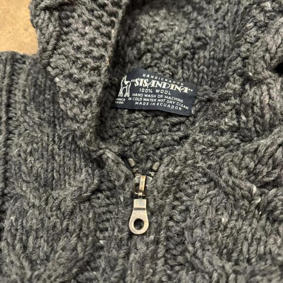 Sisandia Grey Knit Zip Up Wool Hoodie - Picture 3 of 4